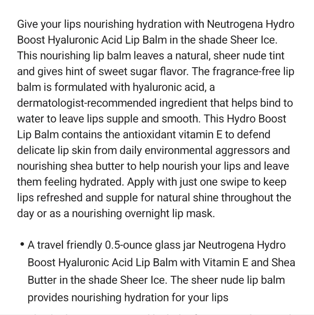🐢2/$15 Neutrogena Hydro Boost Hyaluronic Acid Lip Balm Sheer Ice
